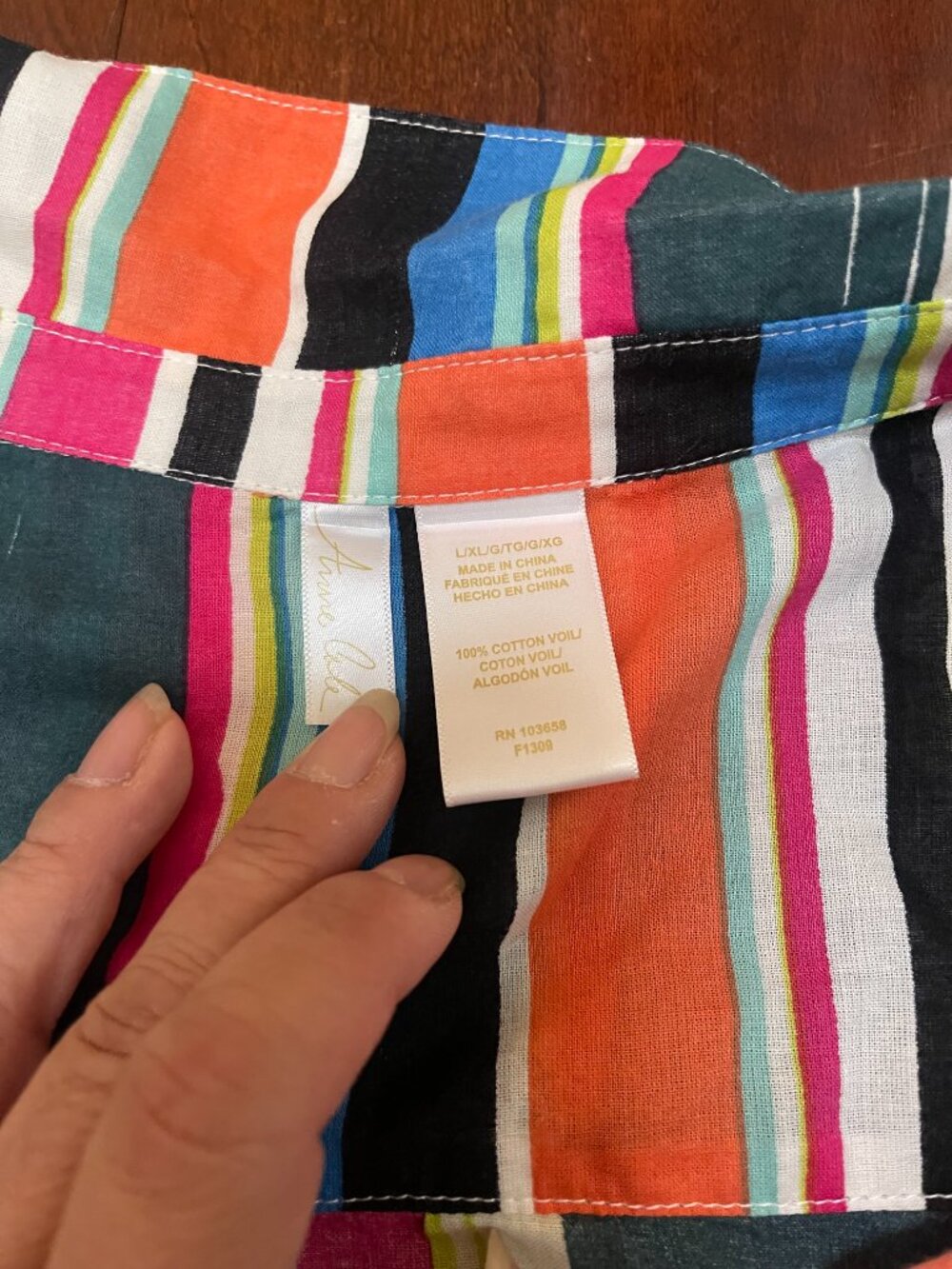 Anne Cole Multi Stripe Boyfriend Swimsuit Cover-Up XL - Picture 8 of 9